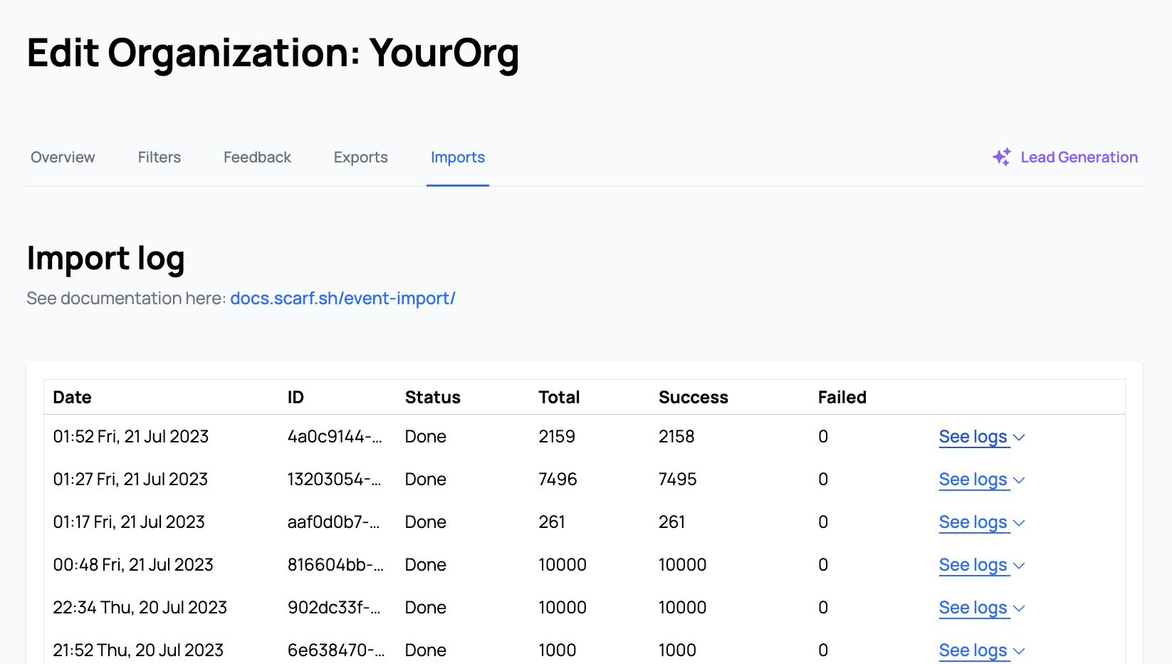 Import Log Ui