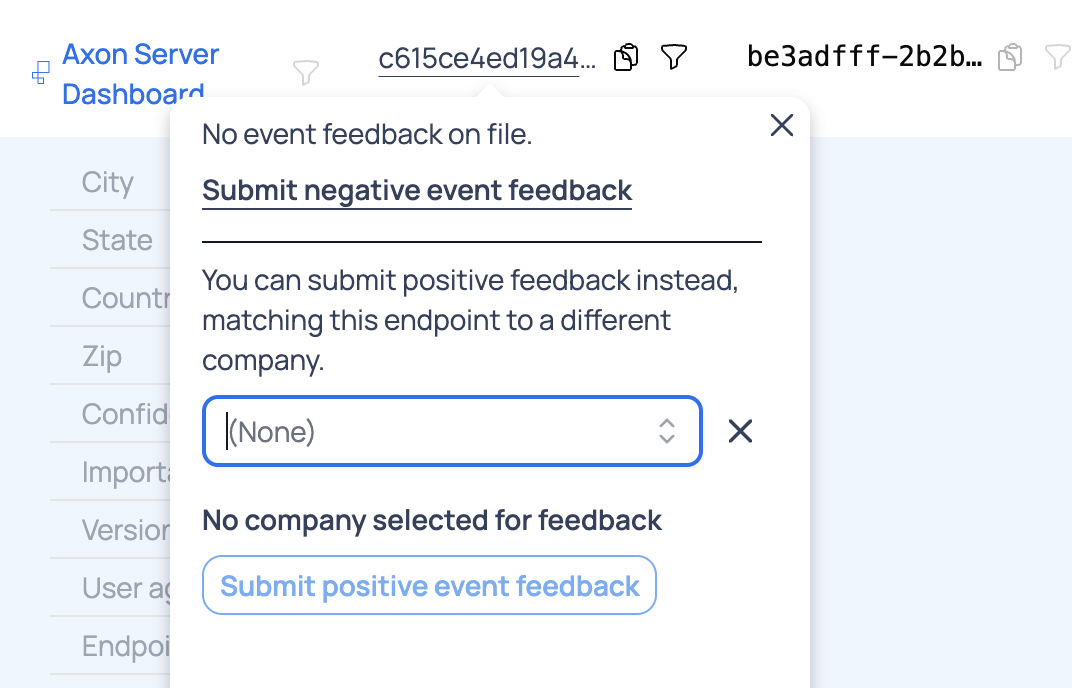 Positive match feedback for correcting a known company match
